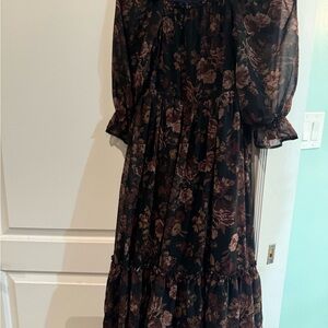 Floral Black and Brown Women's Dress